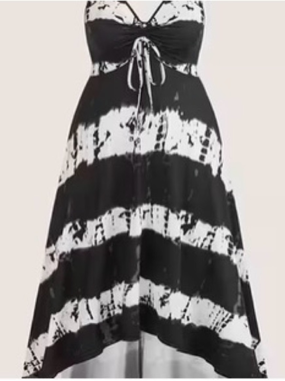 EUC Polyester Sexy Summer Black & White Tie Dye Hi Low Dress Fits like a 4X